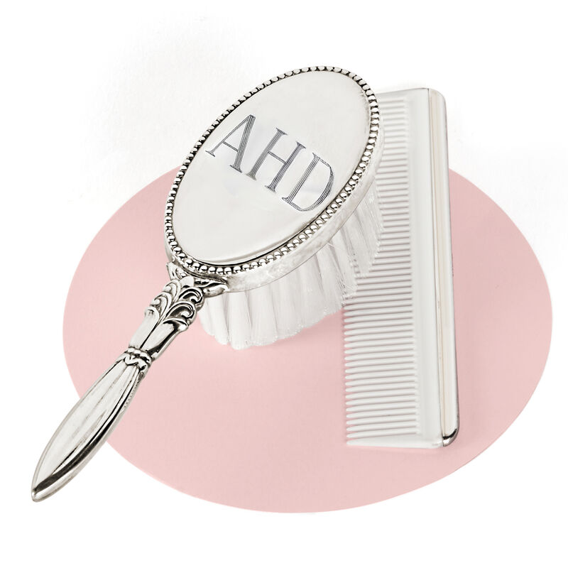 Three-Initial - Empire Child's Sterling Silver Handled Brush and Comb Set image number 0