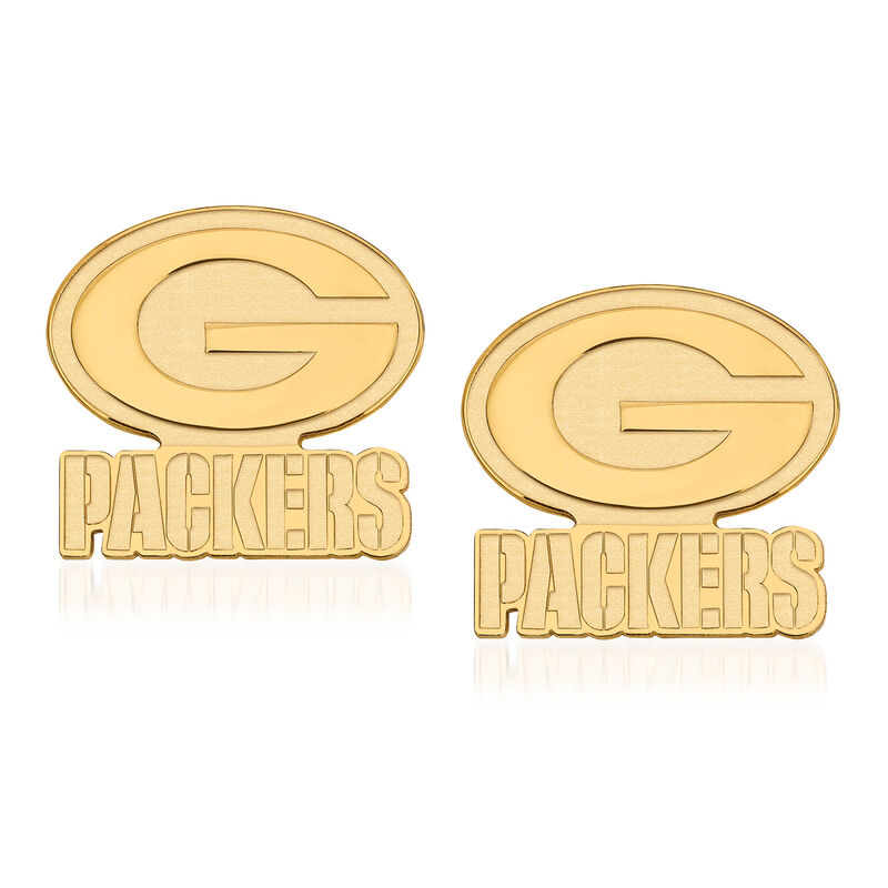 14kt Yellow Gold NFL Green Bay Packers Extra Small Stud Earrings image number 0