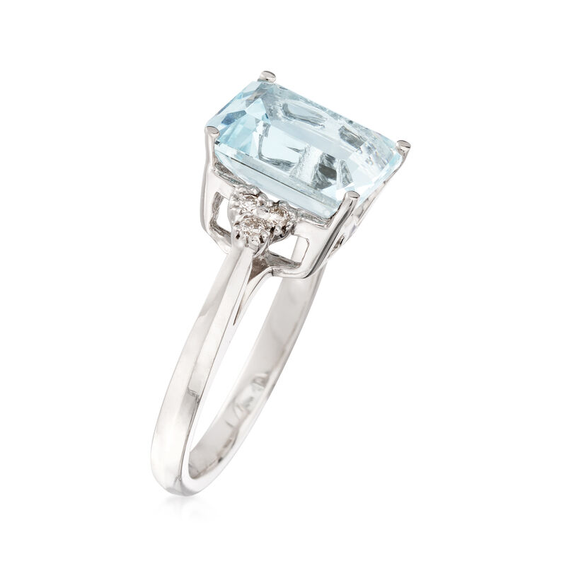 3.00 Carat Aquamarine and .10 ct. t.w. Diamond Ring in 14kt White Gold image number 2