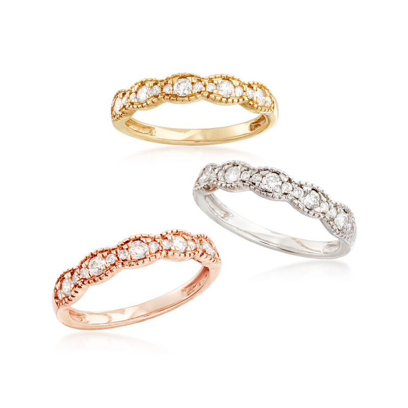Set of Three 1.00 ct. t.w. Diamond Rings in Tri-Colored Gold image number 3