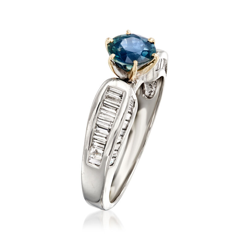 C. 1990 Vintage 1.21 Carat Sapphire Ring with 1.04 ct. t.w. Diamonds in Platinum and 18kt Yellow Gold. Size 7 image number 2