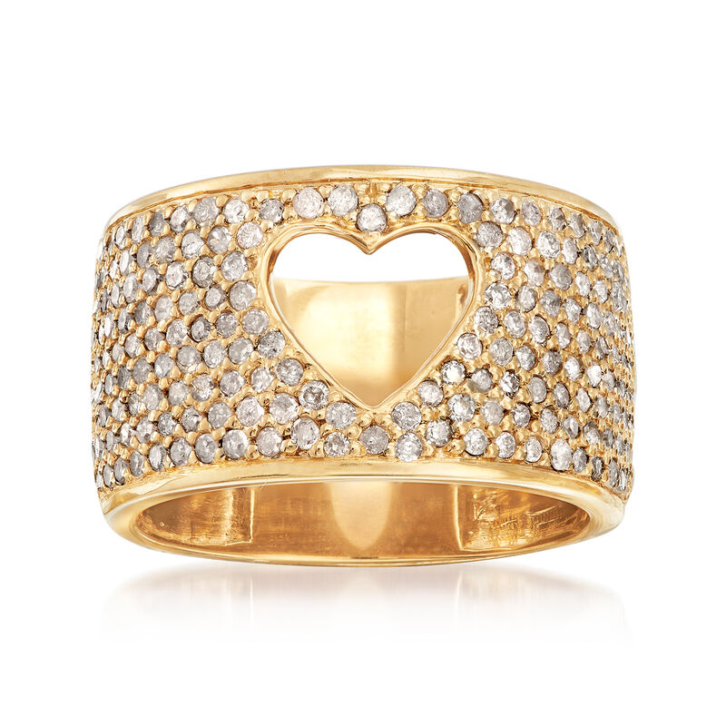 1.00 ct. t.w. Diamond Open-Space Heart Ring in 18kt Gold Over Sterling image number 0