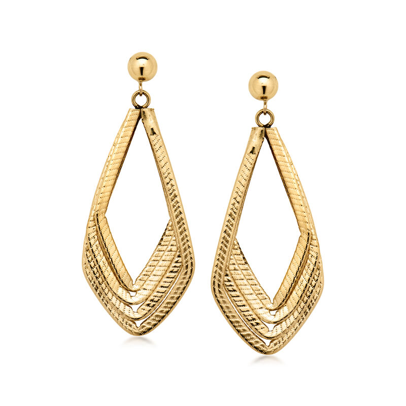 C. 1980 Vintage 14kt Yellow Gold Geometric Drop Earrings image number 0