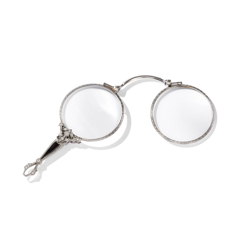 C. 1920 Vintage Black Onyx and .35 ct. t.w. Diamond Opera Glasses in Platinum image number 1