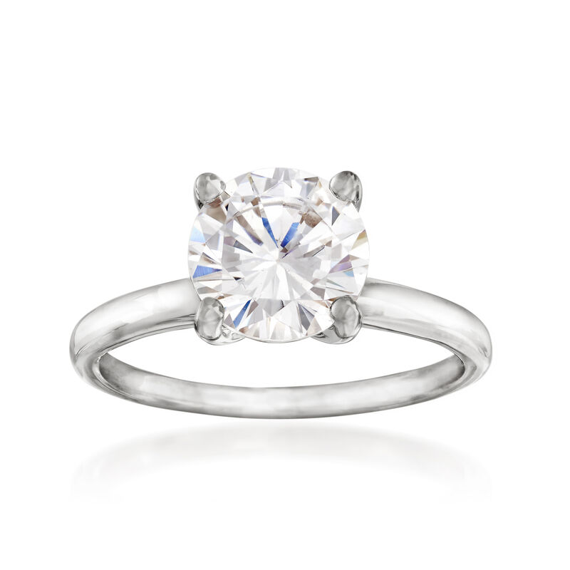 2.00 Carat CZ Solitaire Ring in 14kt White Gold image number 0