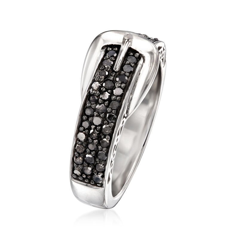 .50 ct. t.w. Black Diamond Buckle Ring in Sterling Silver image number 2