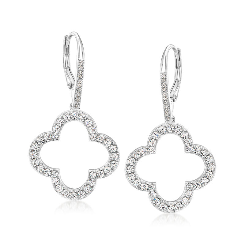 Charles Garnier 1.30 ct. t.w. CZ Clover Drop Earrings in Sterling Silver  image number 0