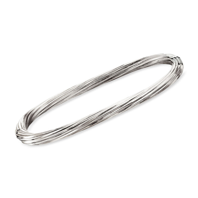 C. 1990 Vintage 18kt White Gold Squared Twisted Bangle Bracelet image number 0