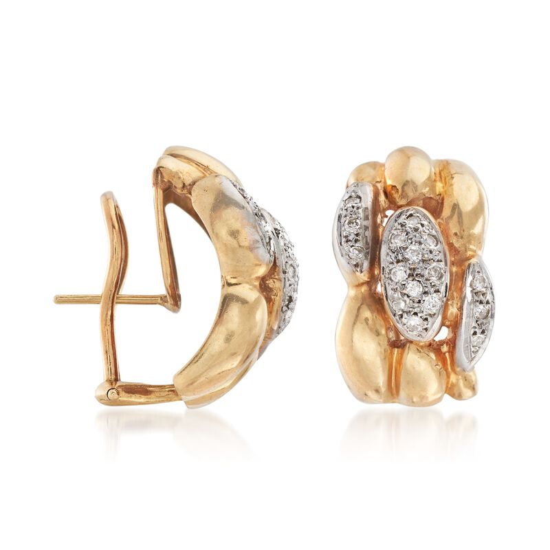 C. 1980 Vintage .40 ct. t.w. Pave Diamond Earrings in 14kt Yellow Gold image number 2