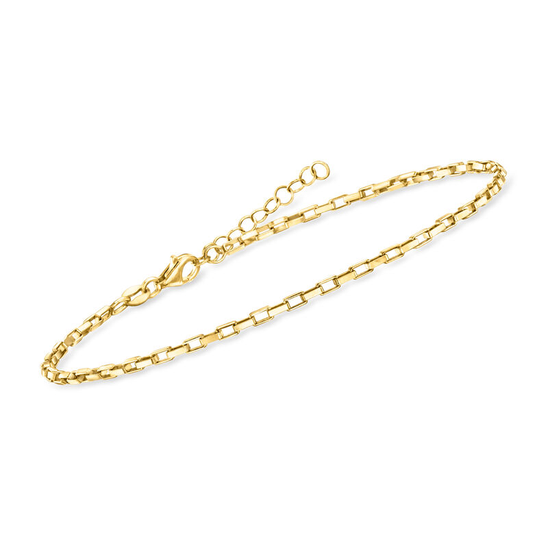 Italian 18kt Gold Vermeil Box-Chain Anklet. 9&quot; image number 2