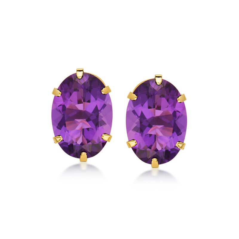 C. 1990 Vintage 9.00 ct. t.w. Amethyst Earrings in 14kt Yellow Gold image number 0