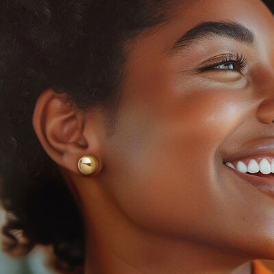 12mm 14kt Yellow Gold Domed Button Earrings