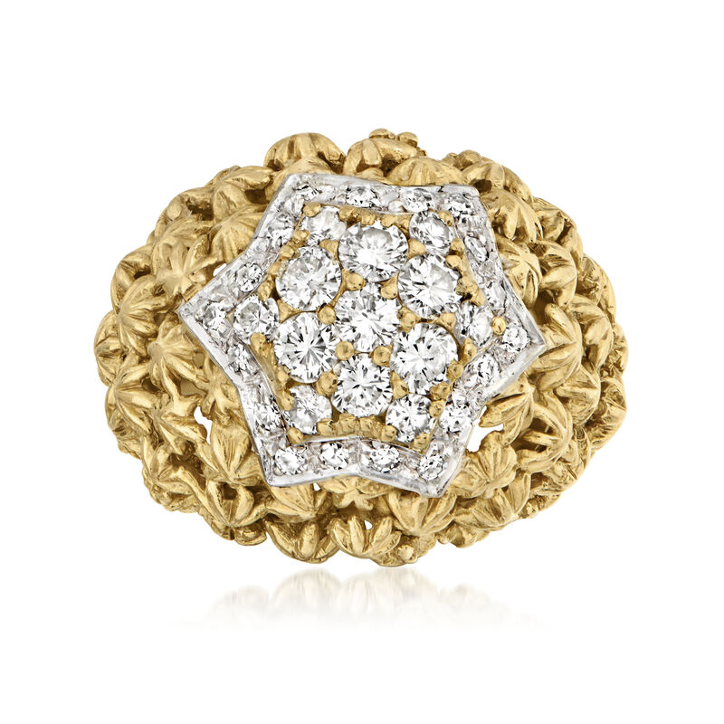 C. 1980 Vintage 1.20 ct. t.w. Diamond Star Ring in 18kt Two-Tone Gold. Size 5.5 image number 0