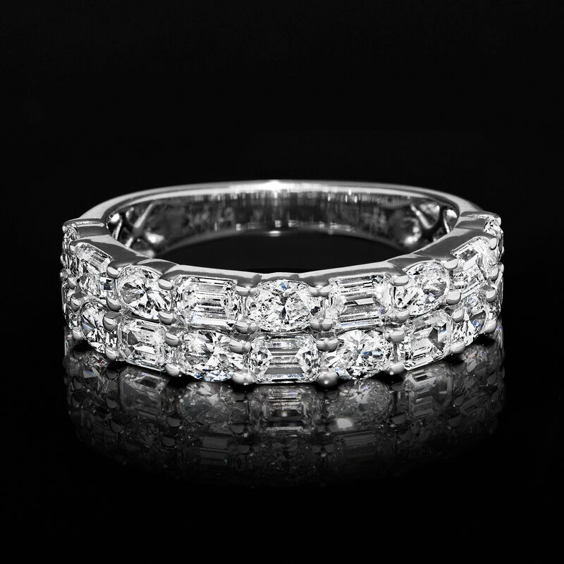 2.00 ct. t.w. Oval and Emerald-Cut Lab-Grown Diamond Two-Row Ring in 14kt White Gold image number 2