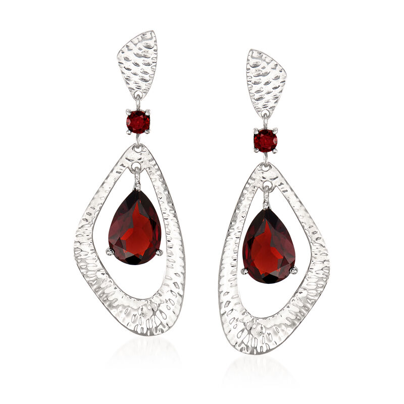 4.00 ct. t.w. Garnet Geometric Drop Earrings in Sterling Silver image number 0