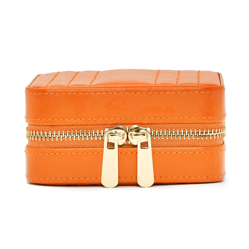 WOLF &quot;Maria&quot; Orange Leather Small Jewelry Zip Case  image number 2