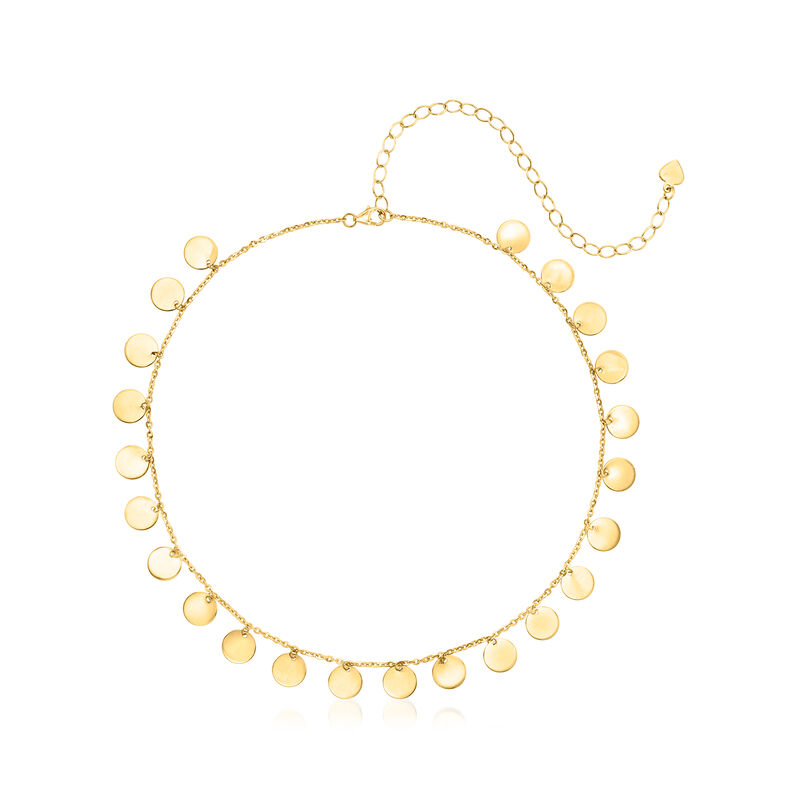 14kt Yellow Gold Disc-Charm Choker Necklace. 12&quot; image number 1