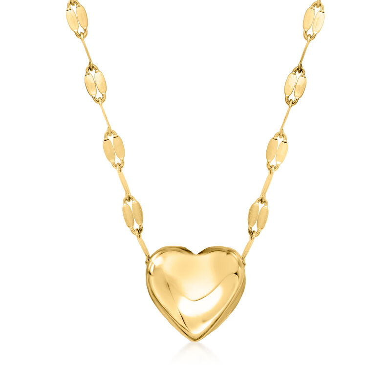 Italian 14kt Yellow Gold Heart Lumachina-Chain Necklace. 16&quot; image number 1
