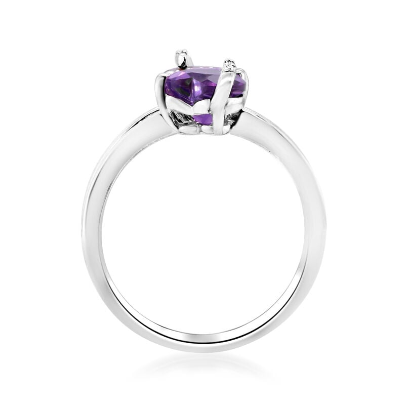 1.20 Carat Garnet and 1.10 Carat Amethyst Double-Heart Ring with White Sapphires in Sterling Silver image number 2