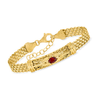 .70 Carat Garnet Filigree Bracelet in 18kt Gold Over Sterling