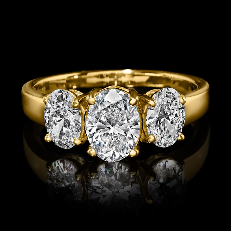 2.00 ct. t.w. Lab-Grown Diamond Three-Stone Ring in 14kt Yellow Gold. Size 6 image number 3