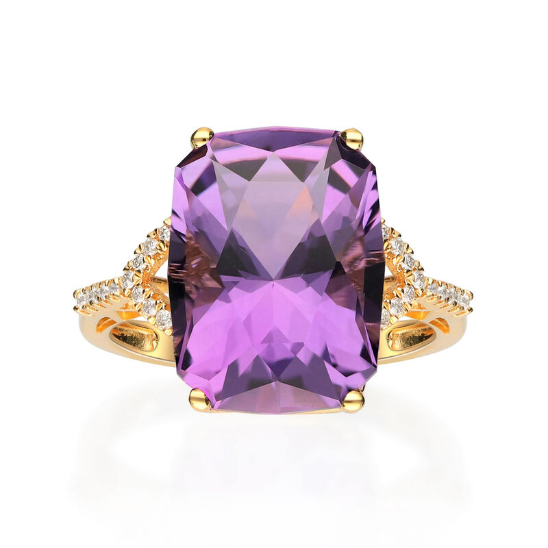 8.50 Carat Amethyst and .13 ct. t.w. Diamond Ring in 14kt Yellow Gold image number 0
