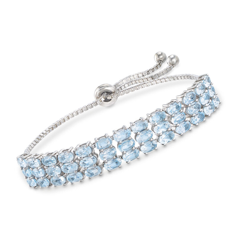 10.00 ct. t.w. Sky Blue Topaz Three-Row Bolo Bracelet in Sterling image number 0