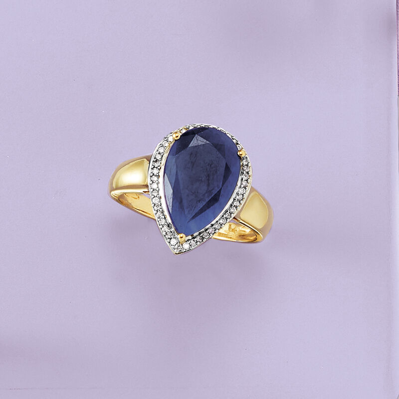 5.50 Carat Sapphire and .13 ct. t.w. Diamond Ring in 14kt Yellow Gold image number 5