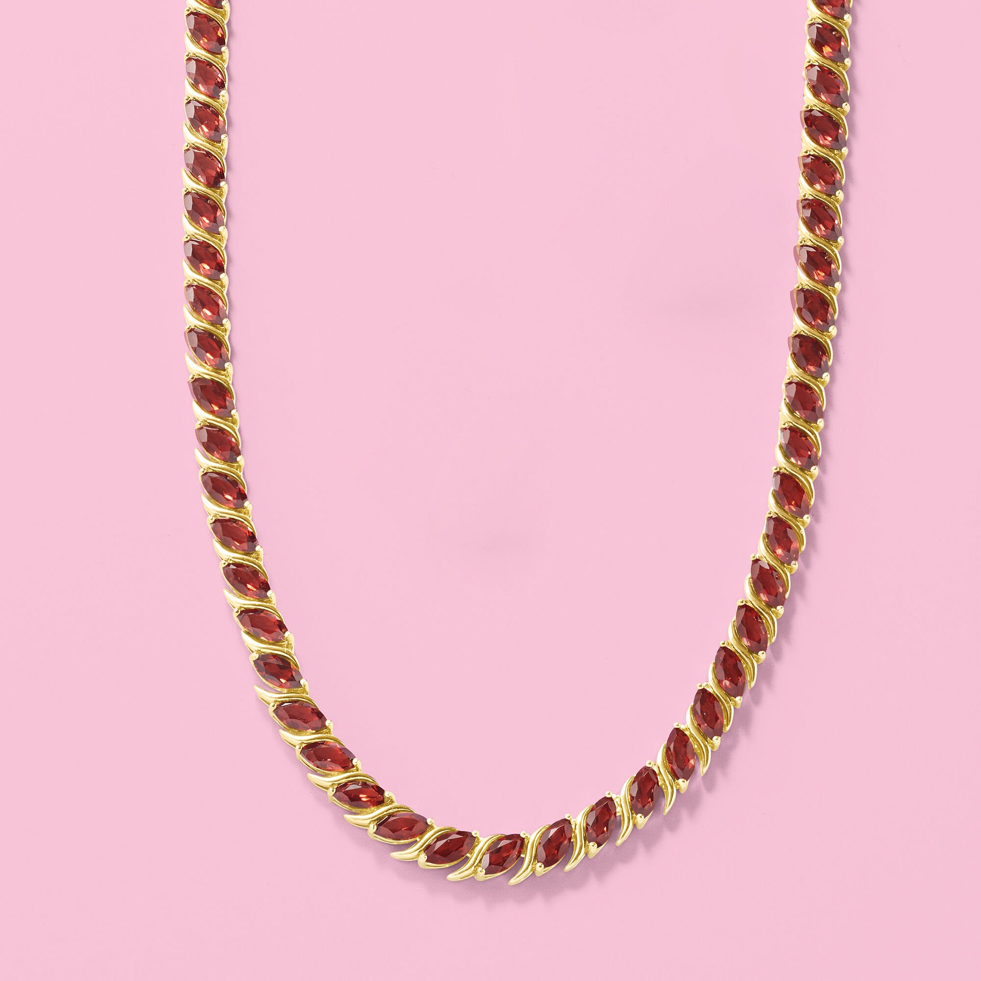 20.00 ct. t.w. Garnet Tennis Necklace in 18kt Yellow Gold