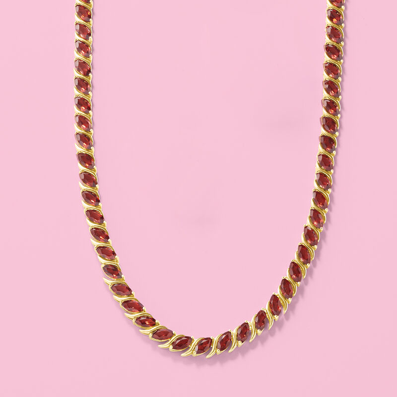 20.00 ct. t.w. Garnet Tennis Necklace in 18kt Yellow Gold Over Sterling Silver image number 3