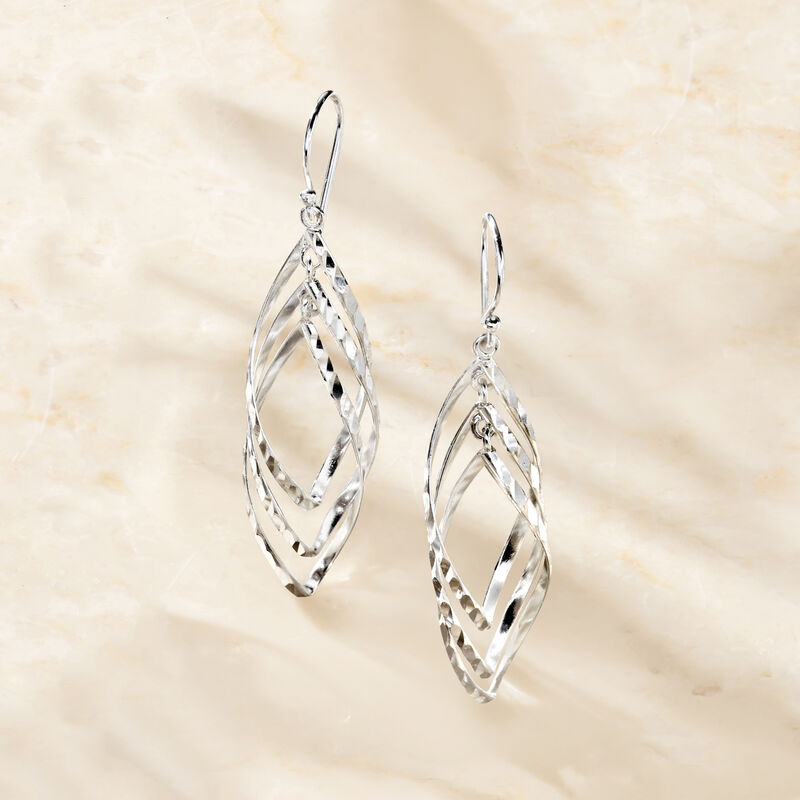 Sterling Silver Twisted Drop Earrings image number 2