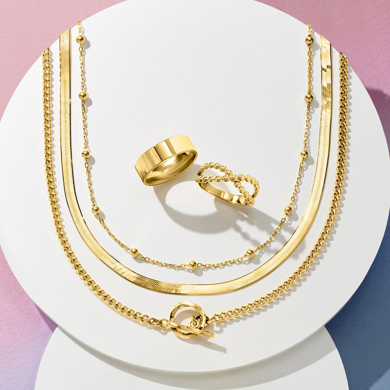 Italian 18kt Gold Over Sterling Curb-Link Toggle Necklace image number 3