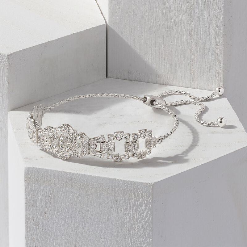 .25 ct. t.w. Diamond Openwork Bolo Bracelet in Sterling Silver image number 4