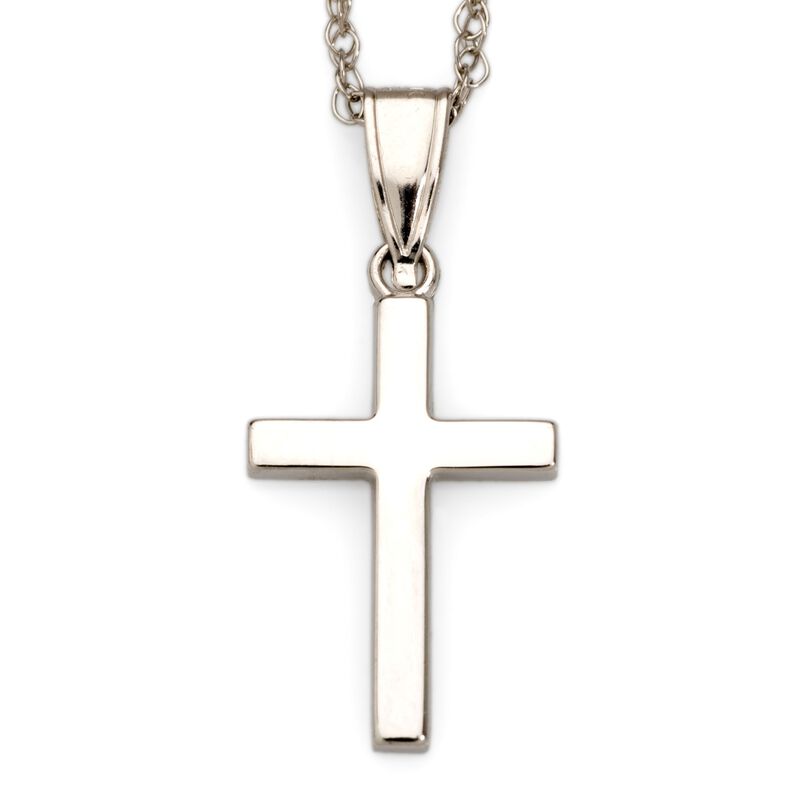 14kt White Gold Cross Pendant Necklace. 18&quot; image number 1