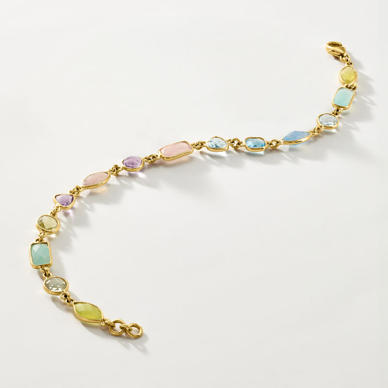 Pastel Multi-Gemstone Bracelet in 18kt Gold Over Sterling image number 2