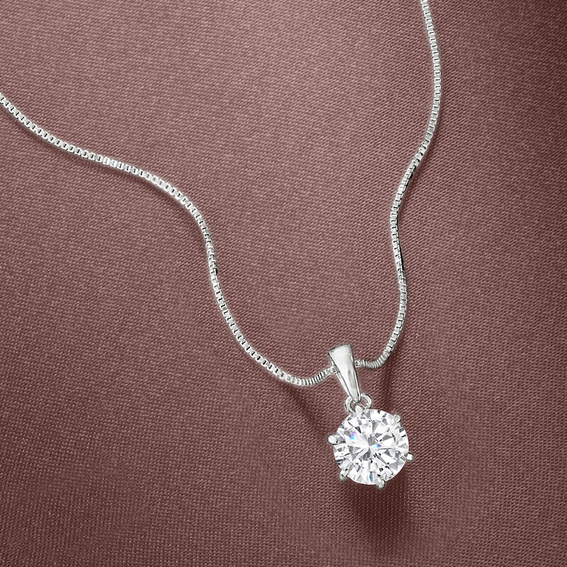 1.00 Carat Moissanite Solitaire Necklace in Sterling Silver image number 3