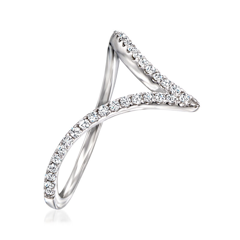 .21 ct. t.w. Diamond Chevron Ring in 14kt White Gold. Size 8 image number 2