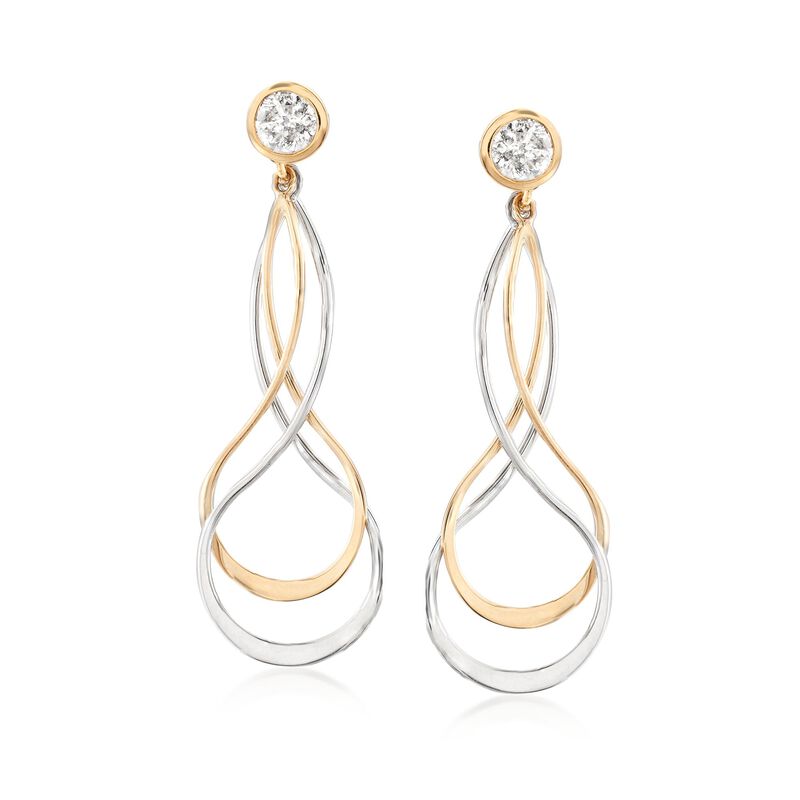 Sterling Silver and 14kt Yellow Gold Earring Jackets image number 3