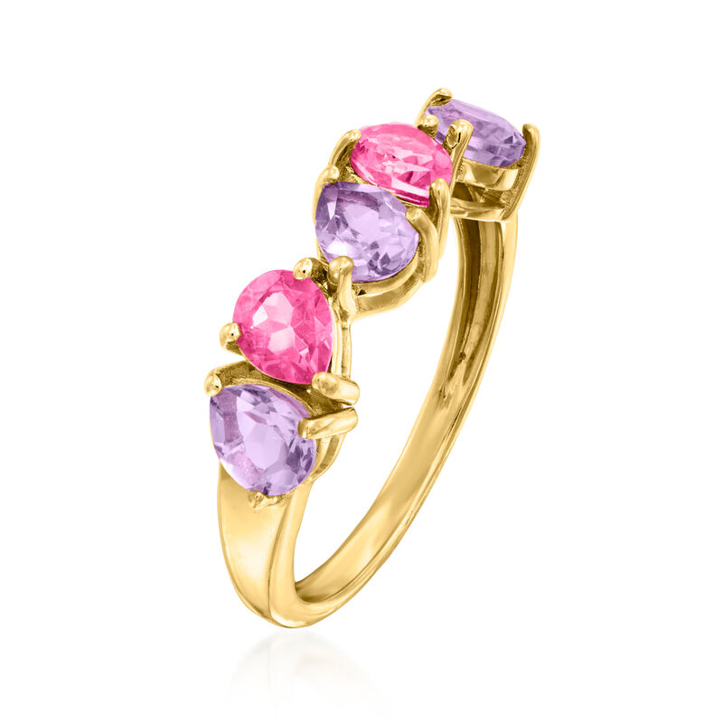 .80 ct. t.w. Amethyst and .70 ct. t.w. Pink Topaz Ring in 18kt Gold Over Sterling image number 2