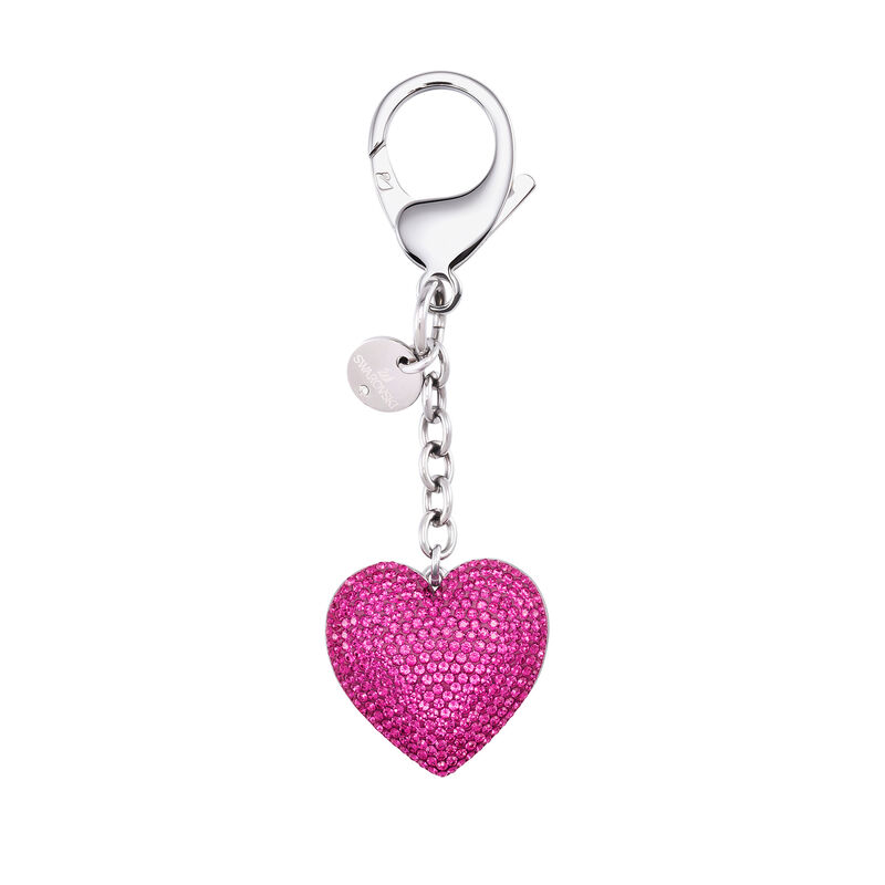 Swarovski Crystal Fuchsia Heart Bag Charm image number 0