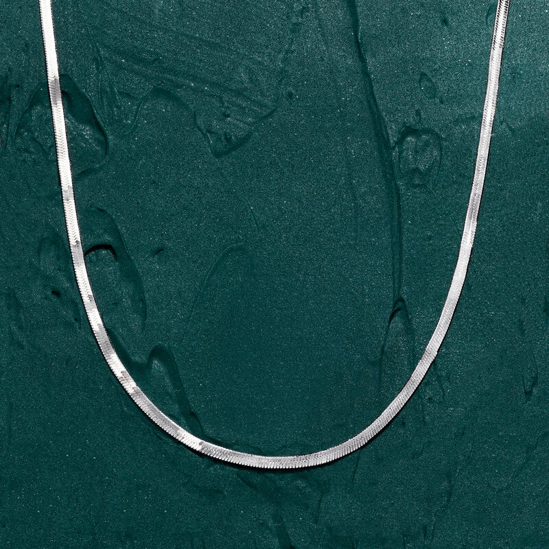 Italian 2mm Sterling Silver Herringbone Necklace image number 2