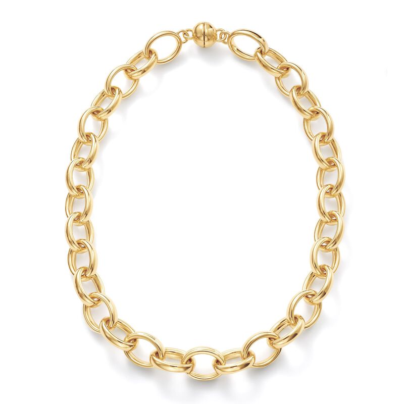 Andiamo 14kt Yellow Gold Over Resin Puffed Oval-Link Necklace image number 5