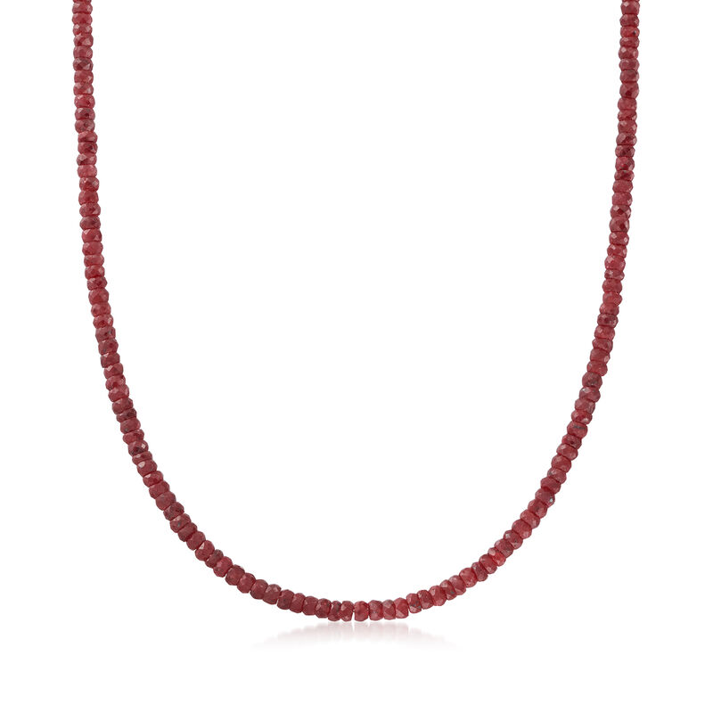 100.00 ct. t.w. Ruby Bead Necklace with 14kt Yellow Gold Magnetic Clasp image number 0