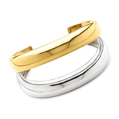 Silver and 14kt Gold-Plated Open-Space Cuff Bracelet