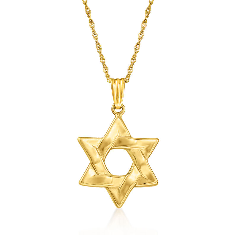 14kt Yellow Gold Star of David Pendant Necklace. 18&quot; image number 1