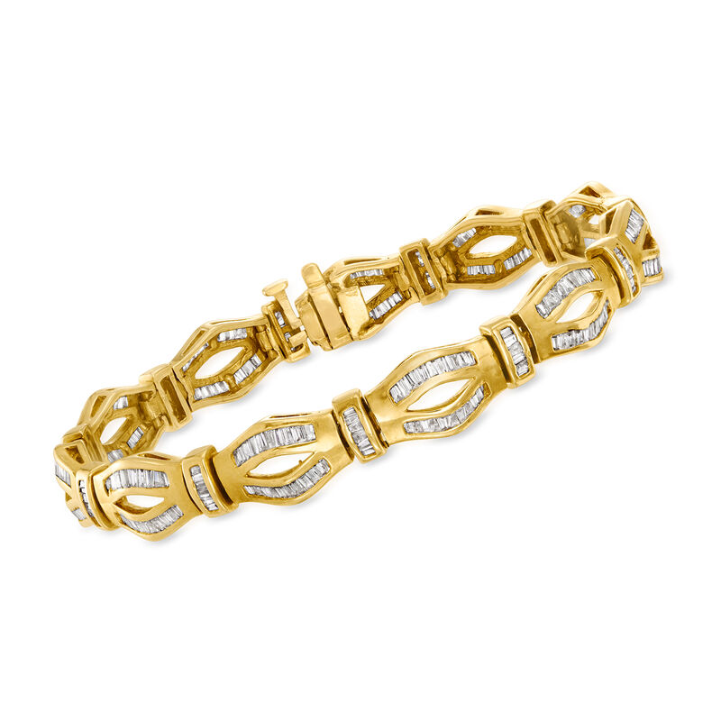 C. 1980 Vintage 3.50 ct. t.w. Diamond Link Bracelet in 14kt Yellow Gold image number 0