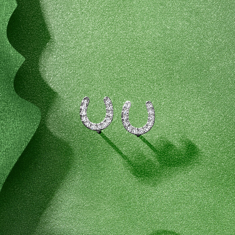 .10 ct. t.w. Diamond Horseshoe Stud Earrings in Sterling Silver  image number 1