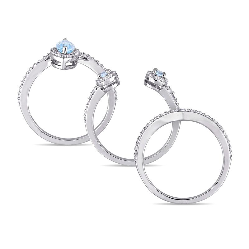 1.28 ct. t.w. Sky Blue and White Topaz Jewelry Set: Three Stackable Rings in Sterling Silver image number 2