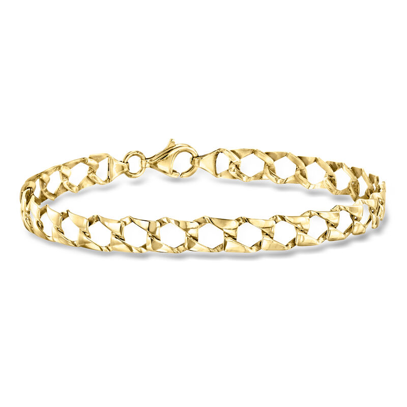 C. 2000 Vintage 14kt Yellow Gold Fancy-Link Bracelet. 7" image number 0