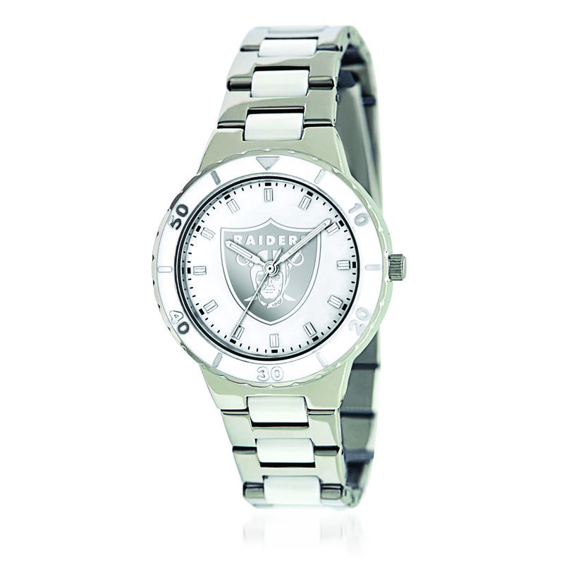 Ladies 36mm NFL Oakland Raiders Stainless Steel Watch With Mother-Of-Pearl Dial image number 0